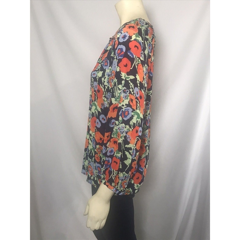 JOIE Navy Floral Print‎ Mckenna Silk Blouse Women's Size Small MSRP $258 - Picture 6 of 8
